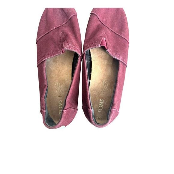 TOMS Alpargata Slip On Sneakers Shoes Size 7.5 Red Maroon Canvas Womens Casual - Picture 9 of 9